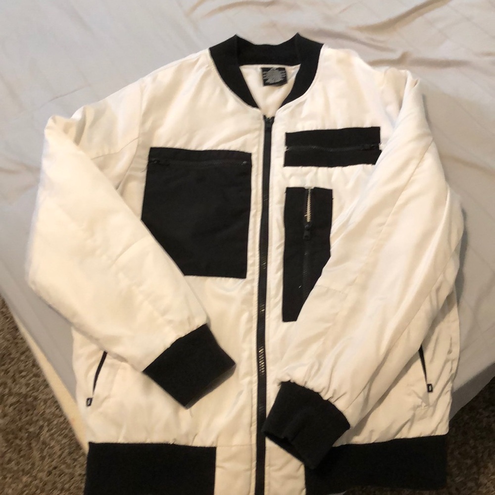 black and white bomber jacket